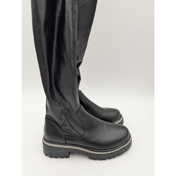 Azalea Wang New Rules Over the Knee Boot Diamante Trim Black Size US7 - Picture 4 of 16